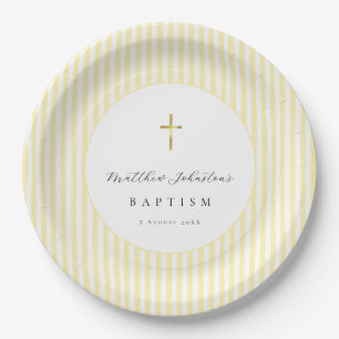 Yellow Gender Neutral Baptism Paper  Plate