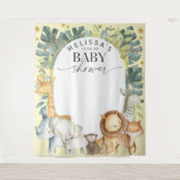 Yellow gender neutral safari baby shower backdrops