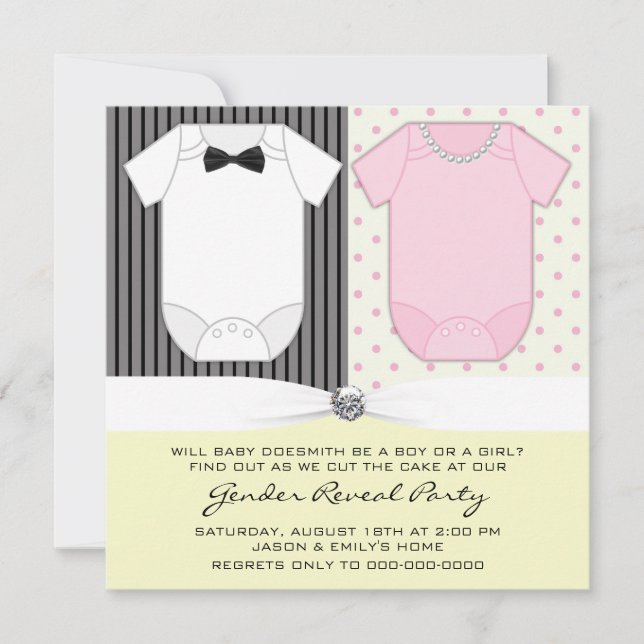 Yellow Gender Reveal Party Invitations (Front)