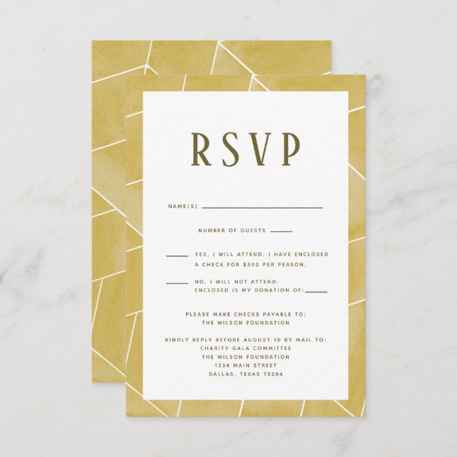 Yellow Geometric Gala RSVP Card (Front/Back)
