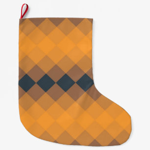 Yellow, geometric, lively, abstract trendy pattern large christmas stocking