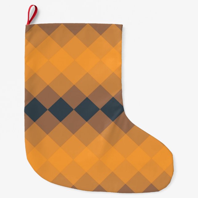 Yellow, geometric, lively, abstract trendy pattern large christmas stocking (Front)