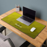Yellow Geometric Mesh Pattern monogram Desk Mat<br><div class="desc">Monogram Personalise with your custom initial and name. Unique cool desk mat for her office,  room,  work,  gaming room.. 
Yellow Gradient Geometric Mesh Pattern. Subtle modern design Elegant and cool Triangle geometric meshed gradient.</div>