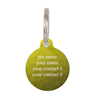 Yellow geometric mesh pattern Your text Pet Tag