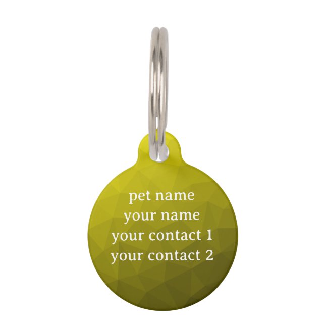 Yellow geometric mesh pattern Your text Pet Tag (Back)