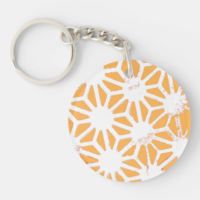 Yellow geometric pattern key ring (Front)