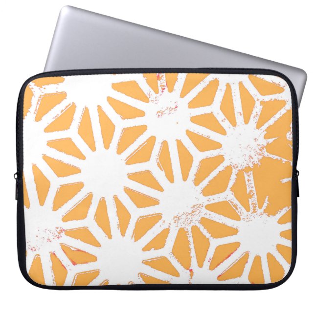Yellow geometric pattern laptop sleeve (Front)