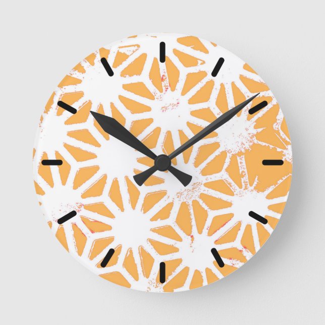 Yellow geometric pattern round clock (Front)