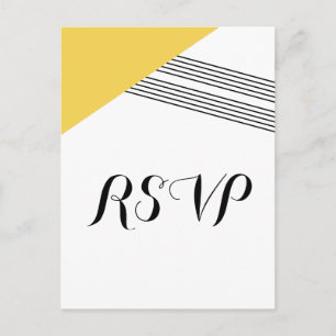 Yellow Geometric Stripe Response Postcard