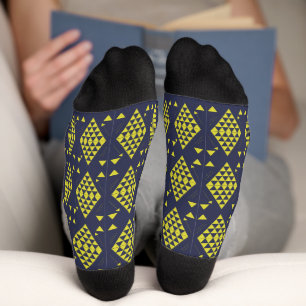 Yellow Geometric Triangles Socks