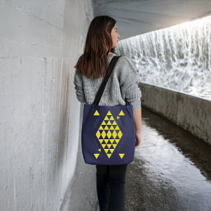 Yellow Geometric Triangles  Tote Bag