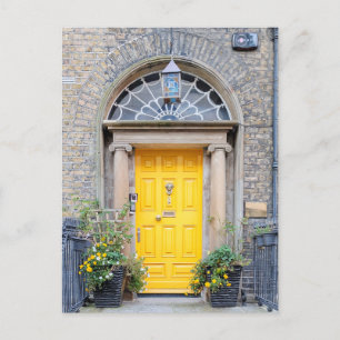 Yellow Georgian Door in Dublin Holiday Postcard
