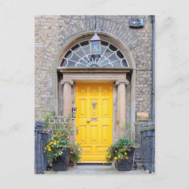 Yellow Georgian Door in Dublin Holiday Postcard (Front)