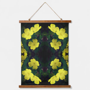 Yellow Geranium Flowers Abstract  Hanging Tapestry