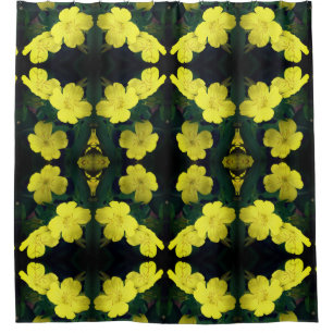 Yellow Geranium Flowers Abstract Pattern    Shower Curtain