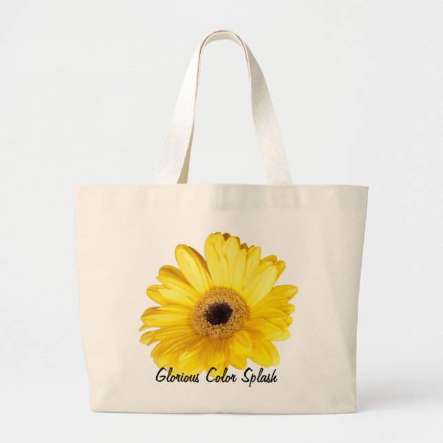 Yellow Gerber Daisy Close Up Photograph Large Tote Bag (Front)
