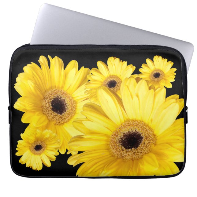 Yellow Gerber Daisy Close Up Photographs Laptop Sleeve (Front)