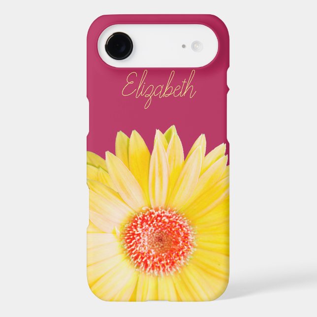 Yellow Gerber Daisy Photo on Pink Case-Mate iPhone Case (Back)