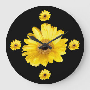 Yellow Gerber Daisy Photographs Large Clock