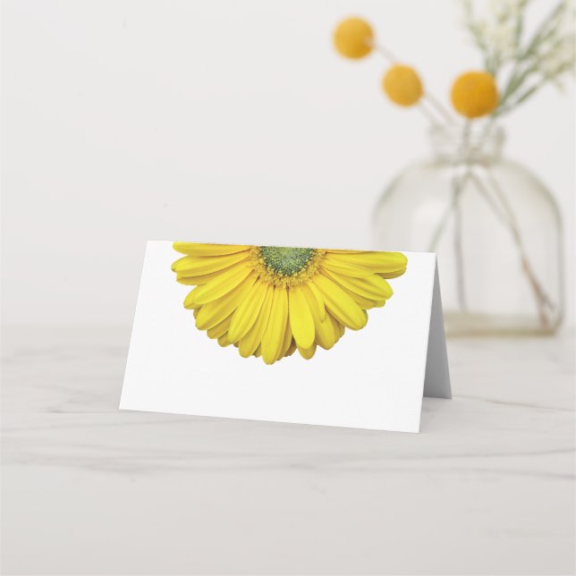 Yellow Gerber Gerbera Daisy Wedding Place Card (Front)