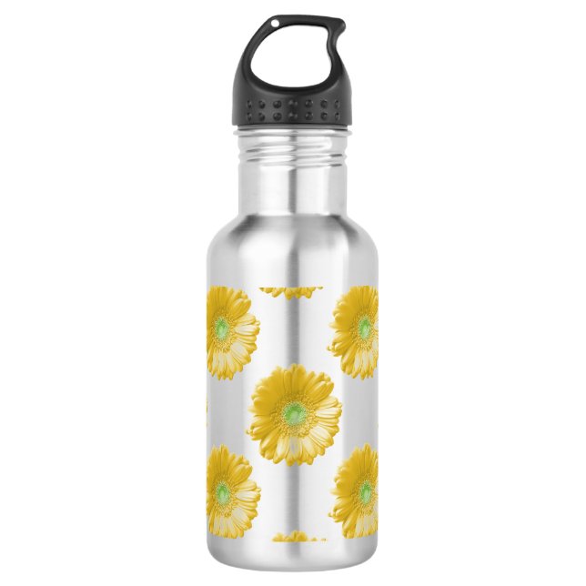 Yellow gerbera daisy 710 ml water bottle (Front)