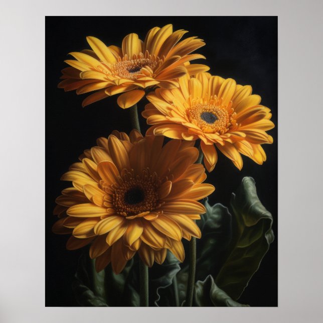 Yellow Gerbera Daisy Art Print Poster (Front)