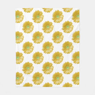 Yellow gerbera daisy fleece blanket