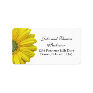 Yellow Gerbera Daisy Flower Wedding Address Label