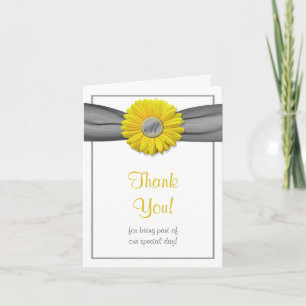 Yellow Gerbera Daisy Grey Ribbon Thank You Card