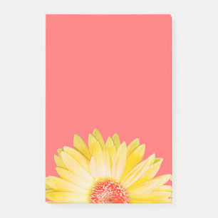 Yellow Gerbera Daisy on Pink Post-it Notes
