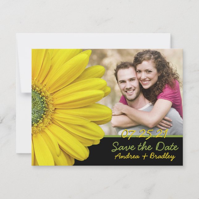 Yellow Gerbera Daisy Photo Wedding Save Date Save The Date (Front)
