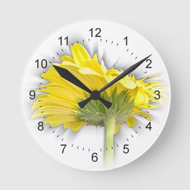 yellow gerbera daisy round clock (Front)