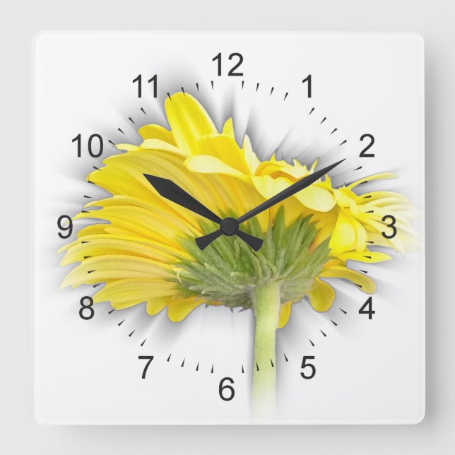 yellow gerbera daisy square wall clock (Front)