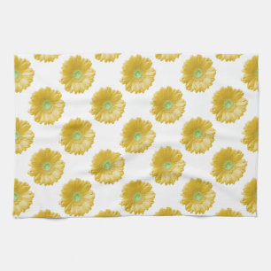 Yellow gerbera daisy tea towel