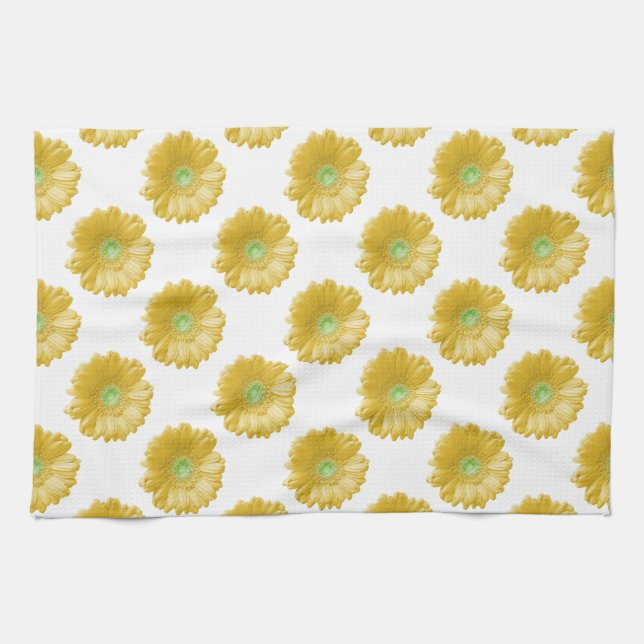 Yellow gerbera daisy tea towel (Horizontal)