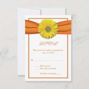 Yellow Gerbera with Orange Ribbon Reply Card 2