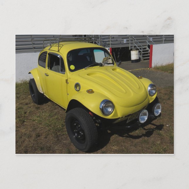 Yellow German Sedan Postcard (Front)