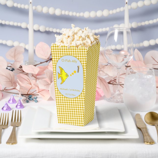Yellow Gingham 1st Birthday 3 Photo Favour Box  (Wedding)
