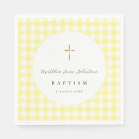 Yellow Gingham Baby Baptism Paper