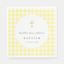 Yellow Gingham Baby Baptism Paper