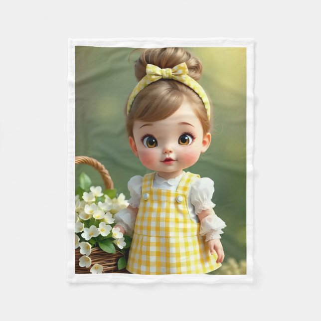 Yellow Gingham Baby Doll Blanket (Front)