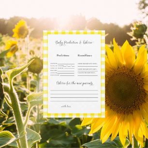 Yellow Gingham Baby Predictions II Invitation