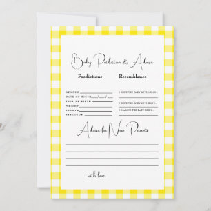 Yellow Gingham Baby Predictions Invitation