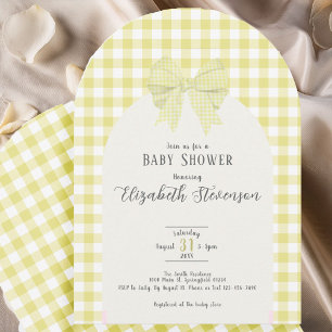 Yellow Gingham Bow Gender Neutral Baby Shower Arch Invitation