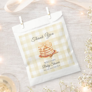 Yellow Gingham Bow Pancake Brunch Baby Shower Favour Bags