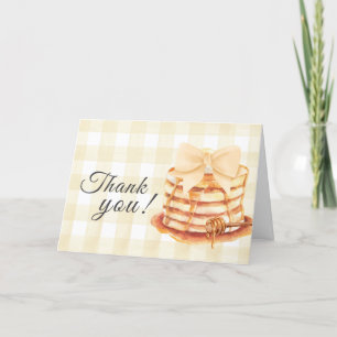 Yellow Gingham Bow Pancake Brunch Baby Shower Thank You Card