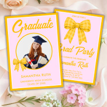 Yellow Gingham Bow Photo Graduation Party