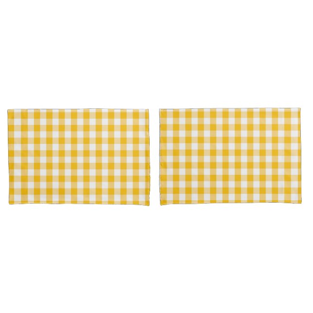Yellow Gingham Check Pattern Pillowcase (Front-Set)