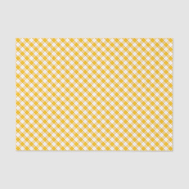 Yellow Gingham Check Pattern Tissue Paper (Front)