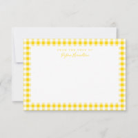 Yellow Gingham Check Personal Stationery